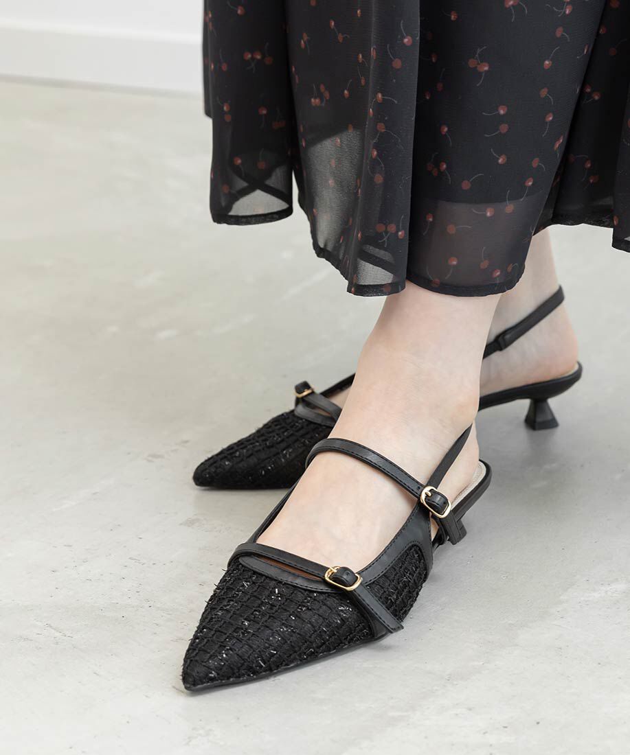  「シアーチェックバックストラップパンプス」|パンプス|