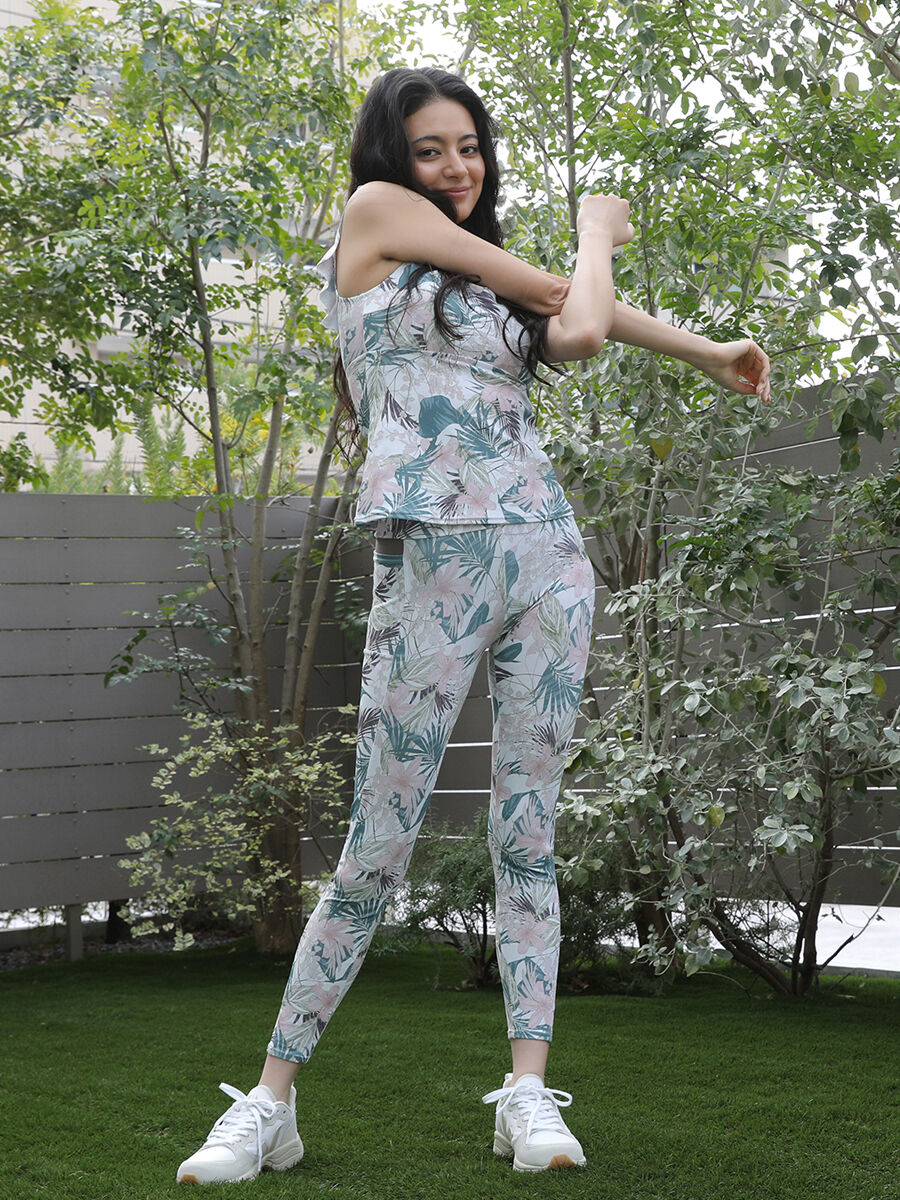 ALBOVE「ボタニカルフラワー柄フルレギンス」|スポーツ|