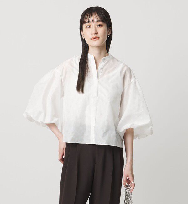 UNITED ARROWS「シアー ドット パフ ブラウス ‐ウォッシャブル‐」|シャツ・ブラウス|OFF WHITE