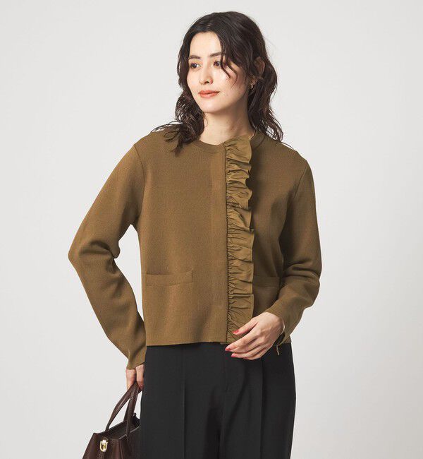 UNITED ARROWS green label relaxing「フロント フリル ニット カーディガン」|カーディガン|