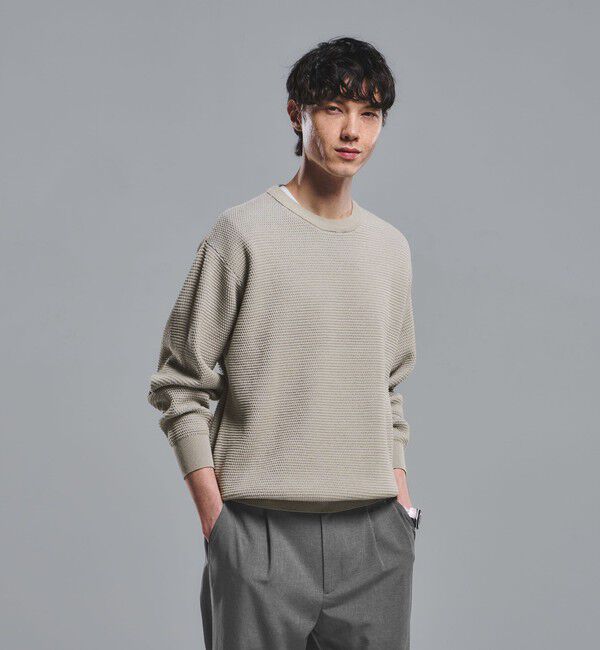UNITED ARROWS green label relaxing「コットン リバー カノコ クルーネック ニット」|ニット・セーター|MD.GRAY