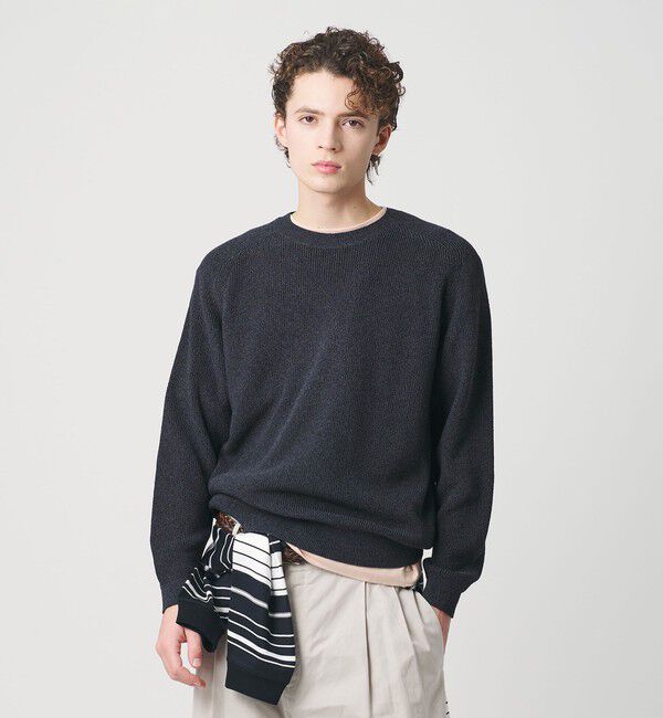 BEAUTY&YOUTH UNITED ARROWS「ブークレ ミックス 12ゲージ アゼ クルーネック ニット ウォッシャブル」|ニット・セーター|