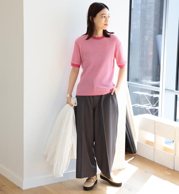 BEAMSBOY「【別注】Healthknit / ワッフル ボーダー Tシャツ」|Tシャツ・カットソー|