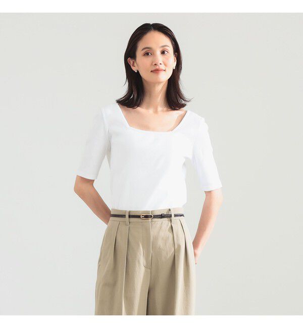Demi-Luxe BEAMS 「【別注】スタイリスト佐藤佳菜子 &times; SLOANE / スクエアネック リブ Tシャツ」|Tシャツ・カットソー|