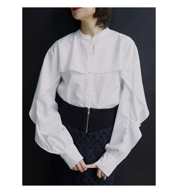 Ray BEAMS 「RBS / バンドカラーケープ ブラウス」|シャツ・ブラウス|WHITE