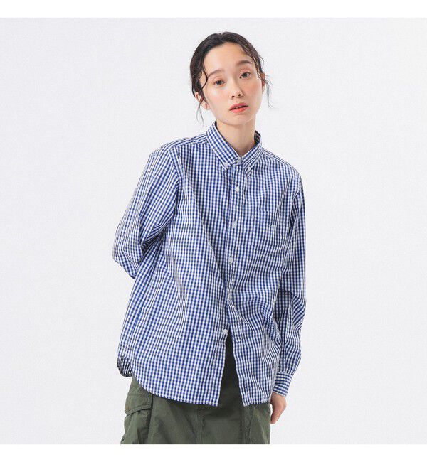 BEAMSBOY「100/2 ギンガムチェック ボタンダウン シャツ」|シャツ・ブラウス|NAVY