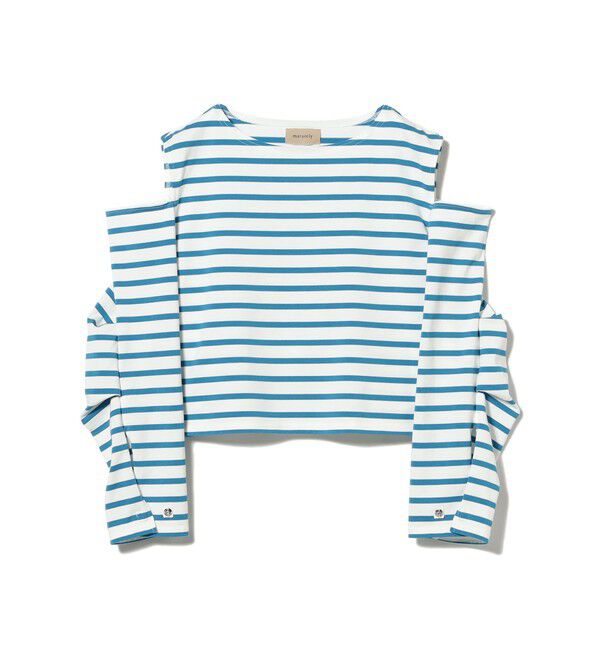 BEAMSBOY「maturely / ボーダー オープン ショルダー ロングスリーブ カットソー」|Tシャツ・カットソー|