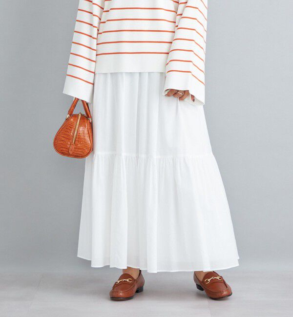 SHIPS for women「〈手洗い可能〉綿ドビー ティアード ギャザースカート◇」|スカート|