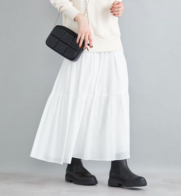 SHIPS for women「〈手洗い可能〉綿ドビー ティアード ギャザースカート◇」|スカート|
