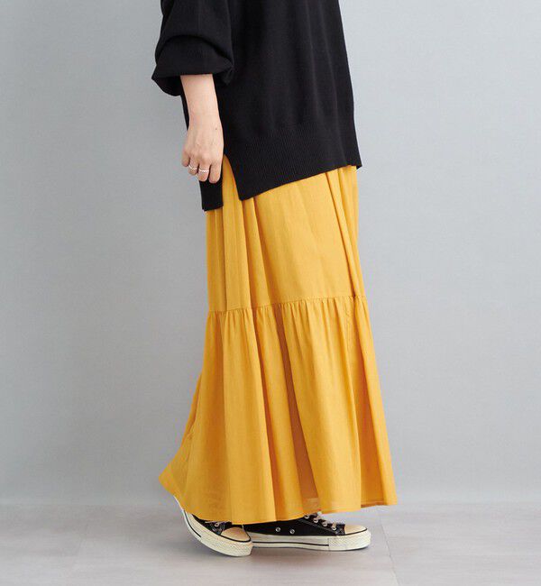 SHIPS for women「〈手洗い可能〉綿ドビー ティアード ギャザースカート◇」|スカート|