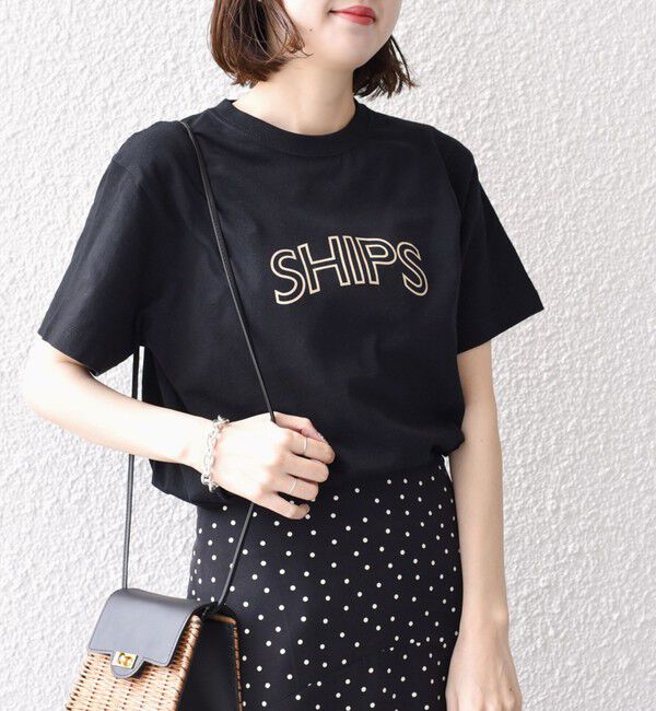 SHIPS for women「【WEB限定】 SHIPS ラウンド プリント ロゴ TEE」|Tシャツ・カットソー|