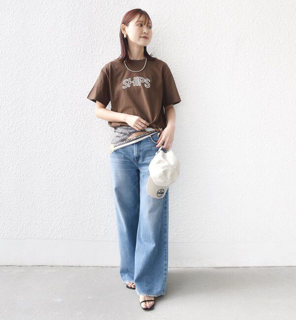 SHIPS for women「【WEB限定】 SHIPS ラウンド プリント ロゴ TEE」|Tシャツ・カットソー|