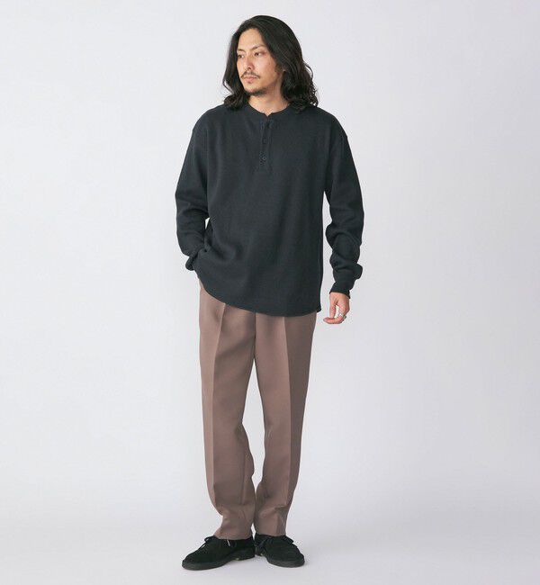 SHIPS「SHIPS: トリプルクロス ワンタック ワイド テーパード パンツ」|チノ|