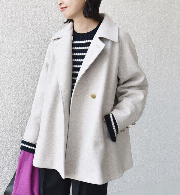 SHIPS for women「【WEB限定】〈手洗い可能〉ウール ライク ジャージー メルトン 2WAY Pコート」|ピーコート|