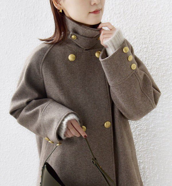 SHIPS for women「【WEB限定】〈手洗い可能〉ウール ライク ジャージー メルトン 2WAY Pコート」|ピーコート|ブラウン