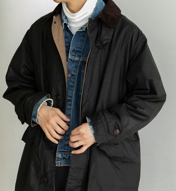 SHIPS「【SHIPS別注】Barbour: 3/4 COAT 4oz WAX COTTON」|ステンカラーコート|オリーブ