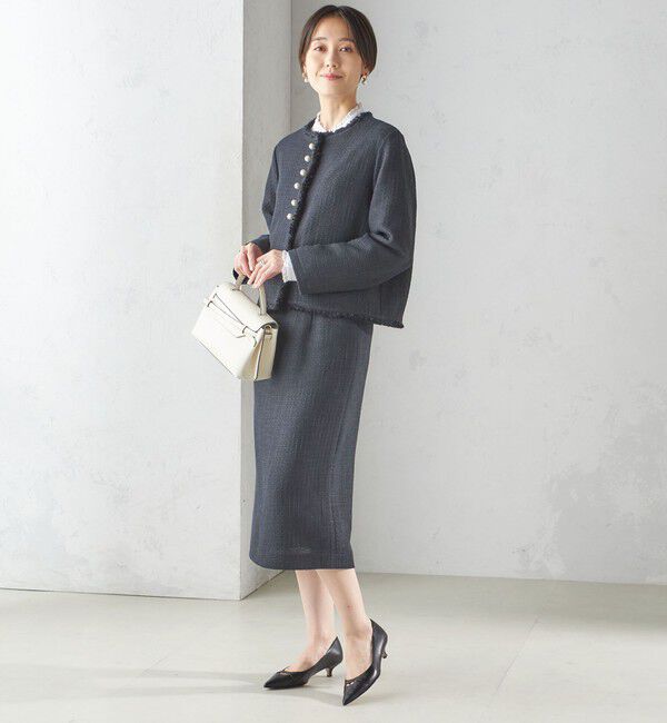 SHIPS for women「〈セレモニー対応可〉スラブ ツイード ノーカラー ジャケット（セットアップ対応）」|ノーカラージャケット|