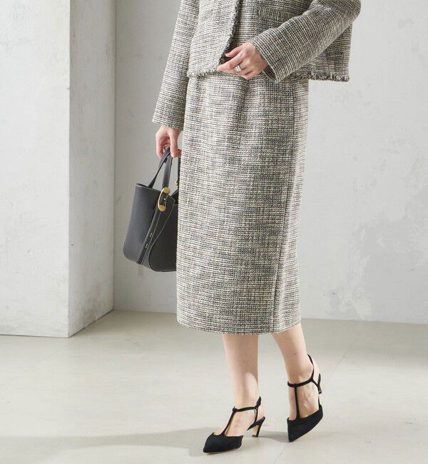 SHIPS for women「〈セレモニー対応可〉スラブ ツイード タイト スカート（セットアップ対応）」|タイト|ブラック