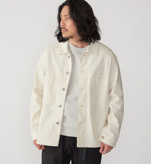 SHIPS「SHIPS: ハイツイストヤーン コットン ミリタリー シャツ アウター」|ミリタリージャケット|ナチュラル