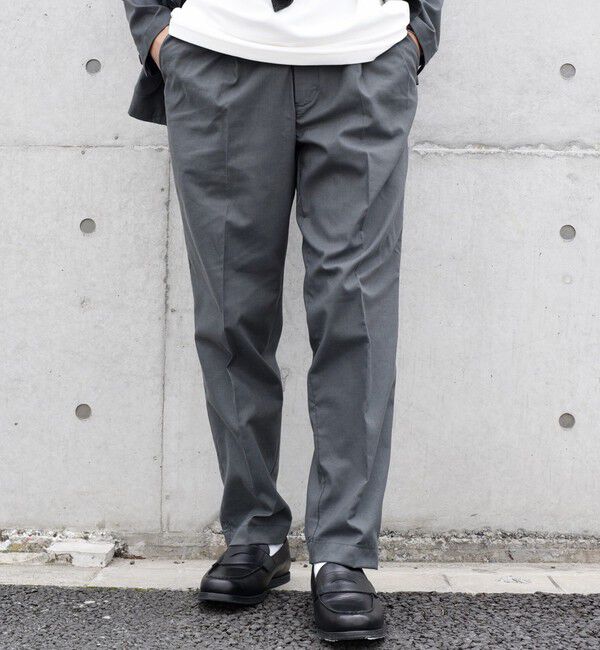 SHIPS any「SHIPS any: 〈接触冷感等〉ハイブリッドリネン 2タック パンツ (セットアップ対応)」|チノ|チャコールグレー