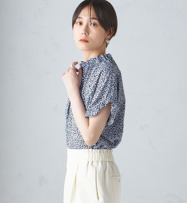 SHIPS for women「〈手洗い可能〉ネック ギャザー プリント ドルマン ブラウス」|シャツ・ブラウス|