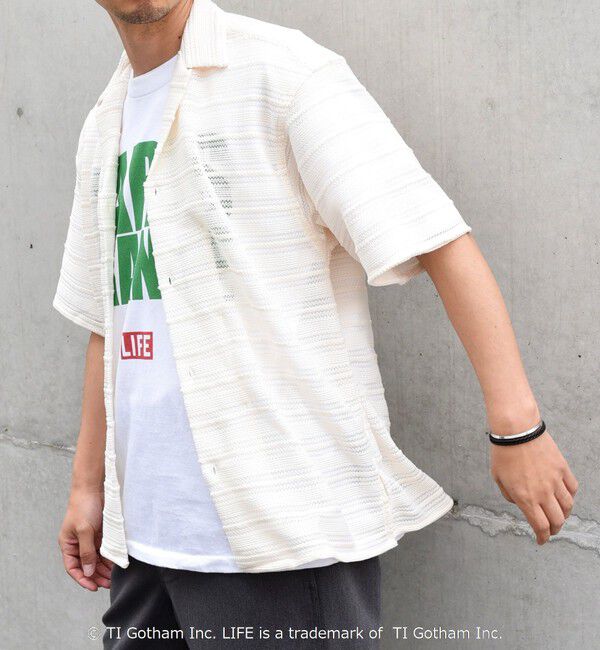 SHIPS any「SHIPS any: マルチパターン オープンカラー メッシュ シアー シャツ◇」|シャツ・ブラウス|