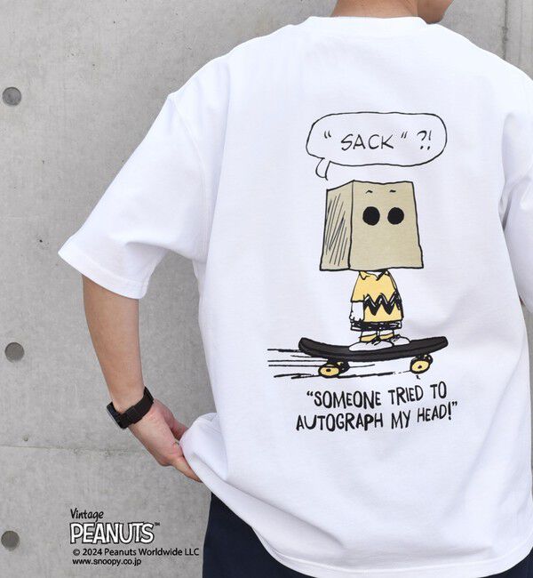 SHIPS any「SHIPS any: SNOOPY コラボ カルチャー グラフィック バック プリント Tシャツ◆」|Tシャツ・カットソー|ホワイト