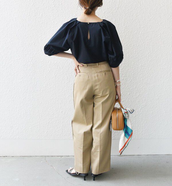 SHIPS for women「〈手洗い可能〉ランタン スリーブ キーネック ブラウス」|シャツ・ブラウス|