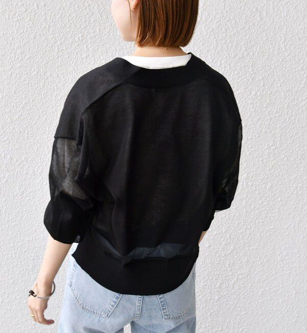 SHIPS for women「〈手洗い可能〉シアー ライン Vネック カーディガン」|カーディガン|