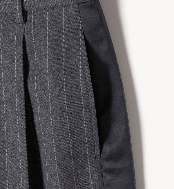 quaranciel「quaranciel:〈洗濯機可能〉サイドライン ストライプ ワイド パンツ」|スラックス|