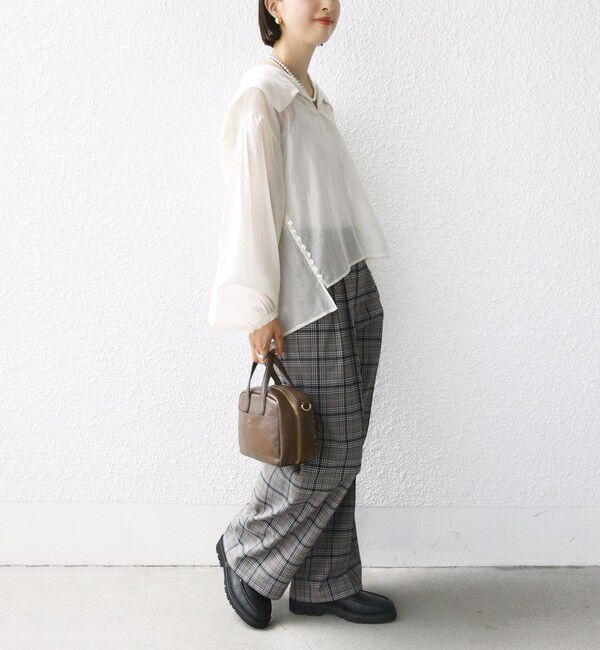 SHIPS for women「【WEB限定】〈手洗い可能〉ドット / レオパード プリント シアー ブラウス」|シャツ・ブラウス|