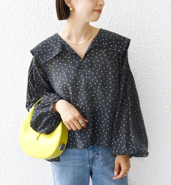 SHIPS for women「【WEB限定】〈手洗い可能〉ドット / レオパード プリント シアー ブラウス」|シャツ・ブラウス|