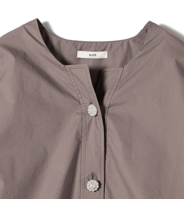 SHIPS for women「【WEB限定】 〈洗濯機可能〉タイプライター ビジュー ボタン ロングスリーブ ブラウス」|シャツ・ブラウス|