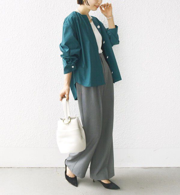 SHIPS for women「【WEB限定】 〈洗濯機可能〉タイプライター ビジュー ボタン ロングスリーブ ブラウス」|シャツ・ブラウス|