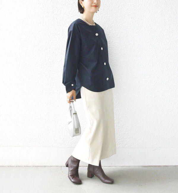 SHIPS for women「【WEB限定】 〈洗濯機可能〉タイプライター ビジュー ボタン ロングスリーブ ブラウス」|シャツ・ブラウス|