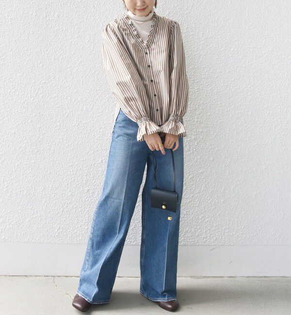 SHIPS for women「【WEB限定】〈手洗い可能〉 シャーリング Vネック 長袖 ブラウス」|シャツ・ブラウス|