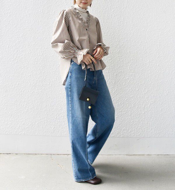 SHIPS for women「【WEB限定】〈手洗い可能〉 シャーリング Vネック 長袖 ブラウス」|シャツ・ブラウス|