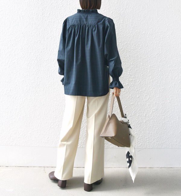 SHIPS for women「【WEB限定】〈手洗い可能〉 シャーリング Vネック 長袖 ブラウス」|シャツ・ブラウス|