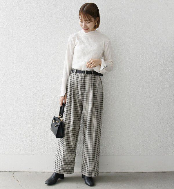 SHIPS any「SHIPS any: cafissi ハウンドトゥース ワイド テーパード パンツ」|チノ|