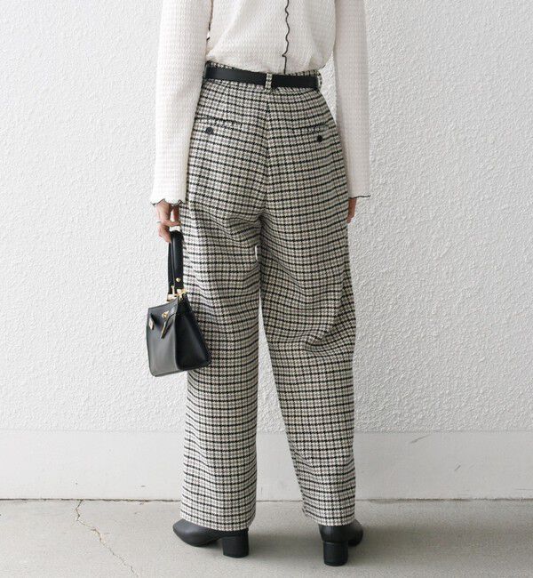 SHIPS any「SHIPS any: cafissi ハウンドトゥース ワイド テーパード パンツ」|チノ|