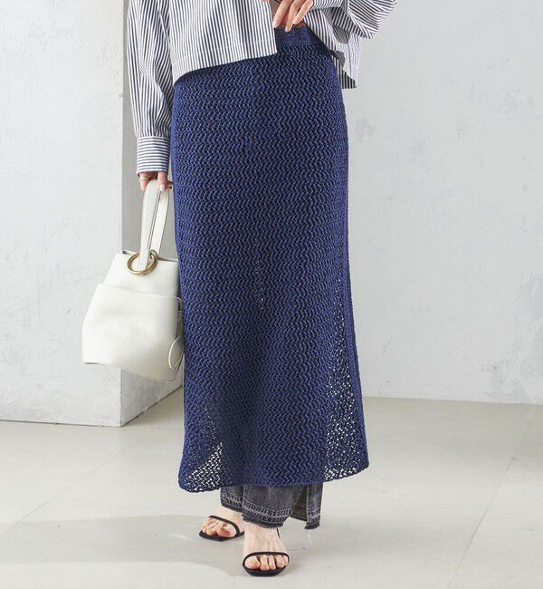 SHIPS for women「LOGAN KNITTING MILLS:〈手洗い可能〉クロシェ スカート」|スカート|