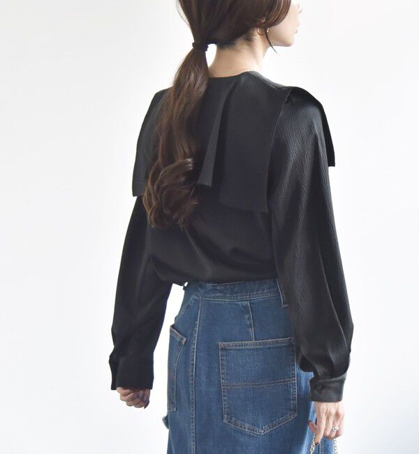 quaranciel「quaranciel:〈洗濯機可能〉ケープデザイン スキッパー ブラウス」|シャツ・ブラウス|