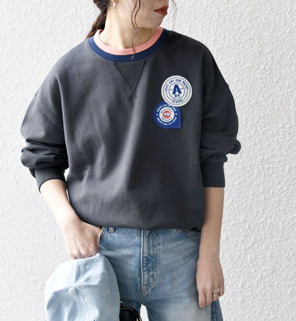 SHIPS any「SHIPS any:〈洗濯機可能〉USAコットン 裏毛 ワッペン ライン スウェット」|スウェット・ジャージ|