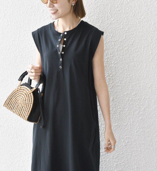 SHIPS any「SHIPS any:〈洗濯機可能〉USAコットン ヘンリーネック Aライン ワンピース」|ワンピース|