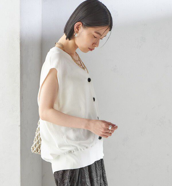 SHIPS for women「〈接触冷感 / 手洗い可能〉アイスコットン フレンチ スリーブ ジレ カーディガン」|ベスト・ジレ|