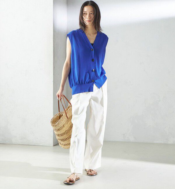 SHIPS for women「〈接触冷感 / 手洗い可能〉アイスコットン フレンチ スリーブ ジレ カーディガン」|ベスト・ジレ|