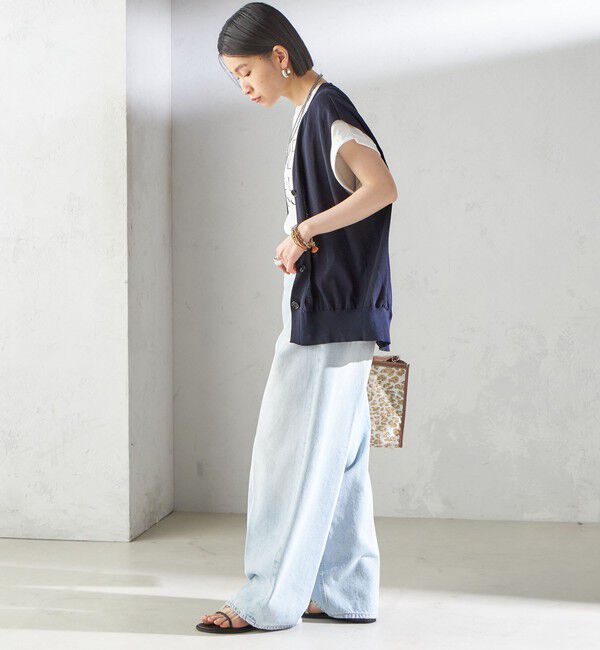 SHIPS for women「〈接触冷感 / 手洗い可能〉アイスコットン フレンチ スリーブ ジレ カーディガン」|ベスト・ジレ|