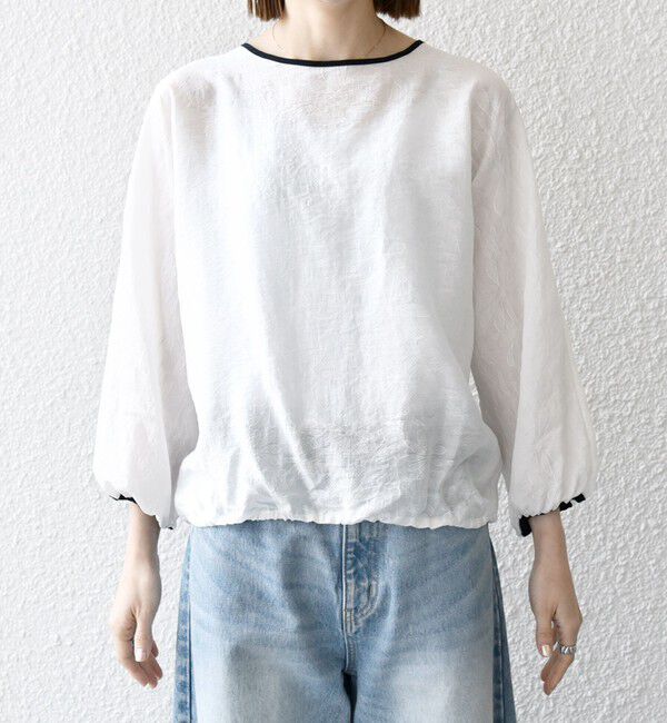 SHIPS any「《追加予約》SHIPS any:〈洗濯機可能〉フラワー ジャカード ドルマン パイピング ブラウス」|シャツ・ブラウス|