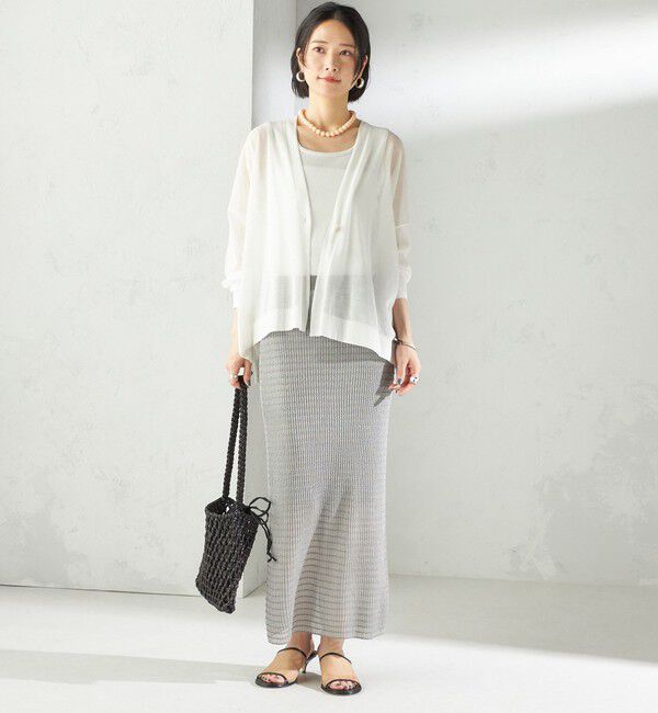 SHIPS for women「〈手洗い可能〉18G コットン ナイロン Vネック 1 ボタン カーディガン」|カーディガン|