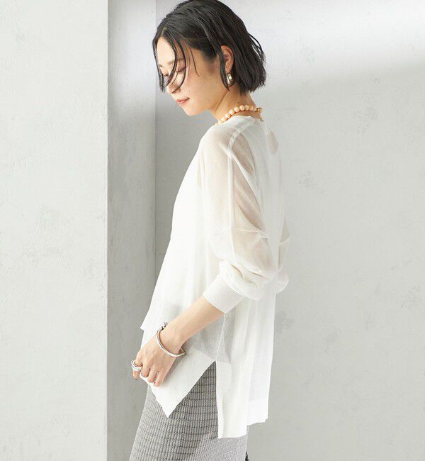 SHIPS for women「〈手洗い可能〉18G コットン ナイロン Vネック 1 ボタン カーディガン」|カーディガン|